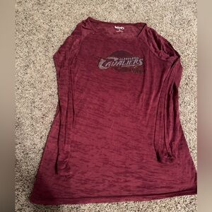 Women's Maroon Cleveland Cavalier semi-sheer Long Sleeve Top